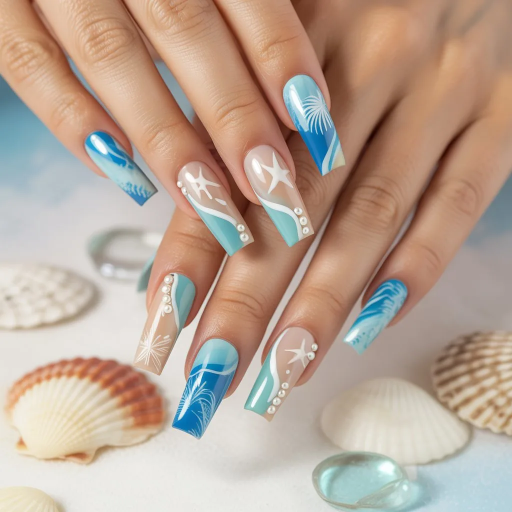 Tropical Bead Accent Nails