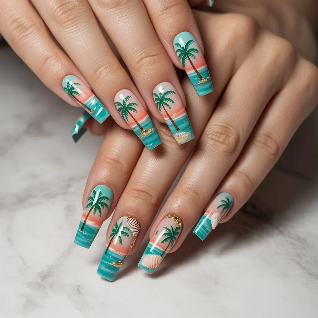 Tropical Palm Mini Art Nail