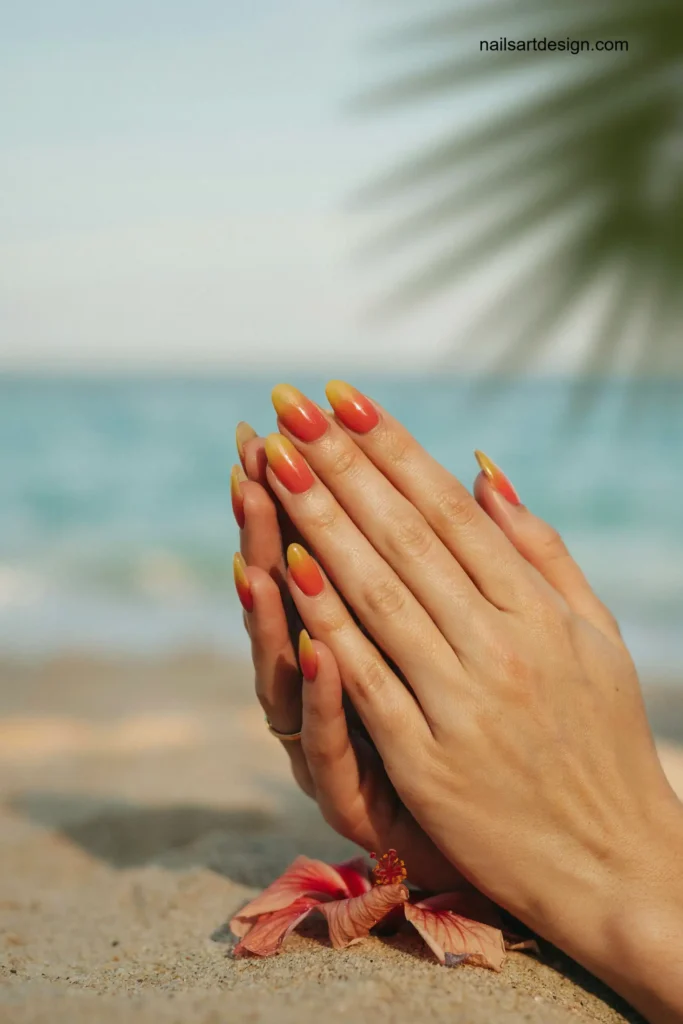 Tropical Sunset Gel Nails