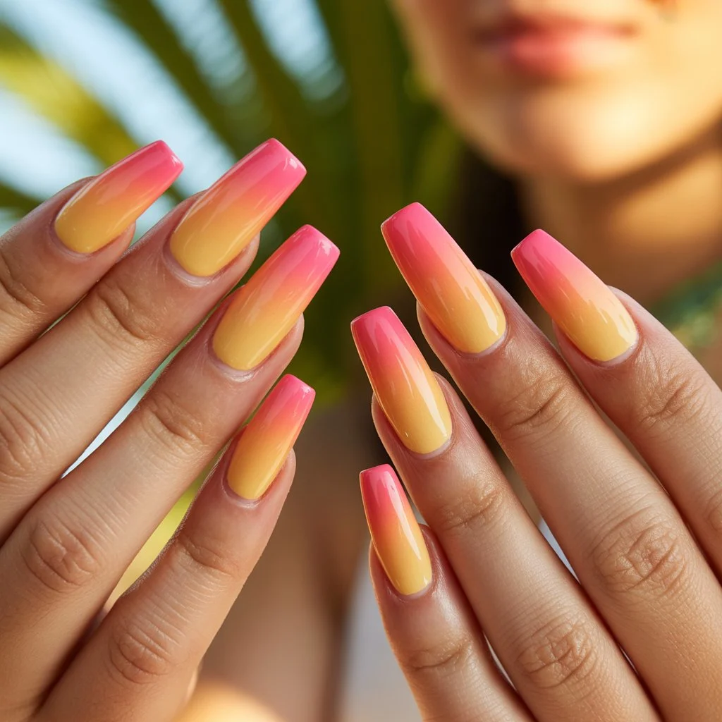 Tropical Sunset Gradient Nails