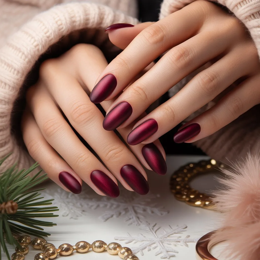 Velvet Burgundy Nails