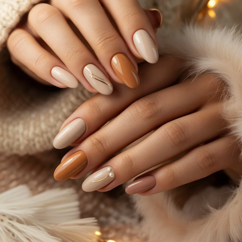 Warm Caramel Nude Nails