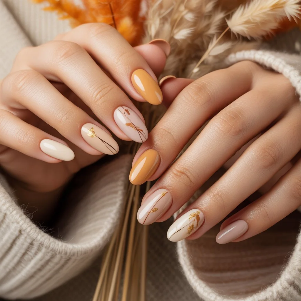 Warm Honey Beige Nails
