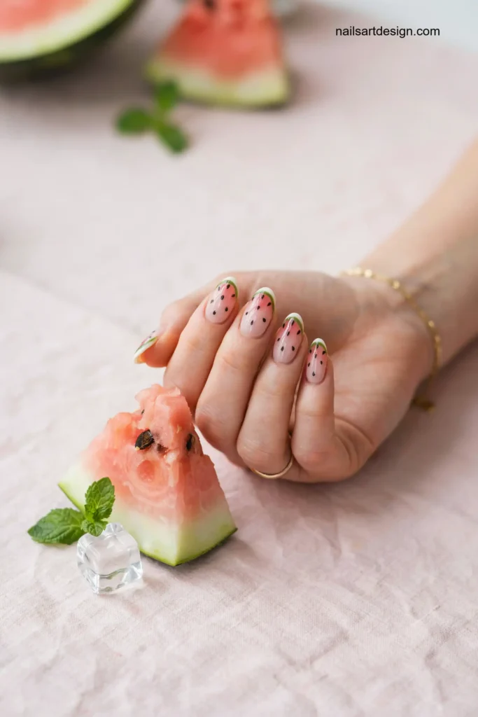 Watermelon Inspired Gel Nails
