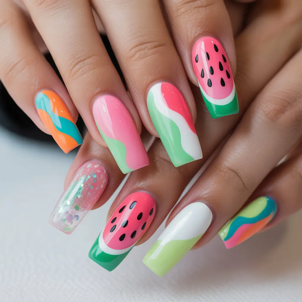 Watermelon Splash Colorwave Nails