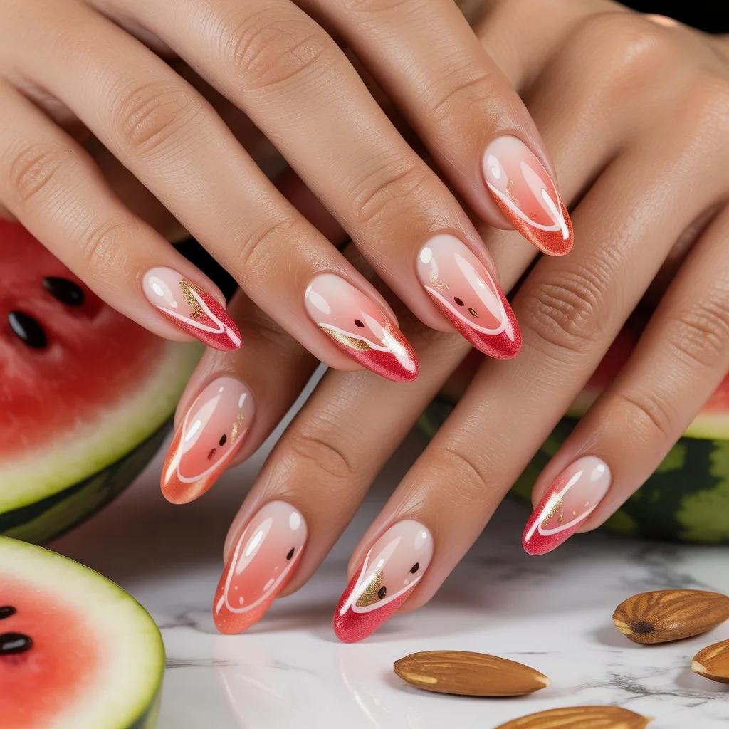 Watermelon Sugar Almond Tips Nail