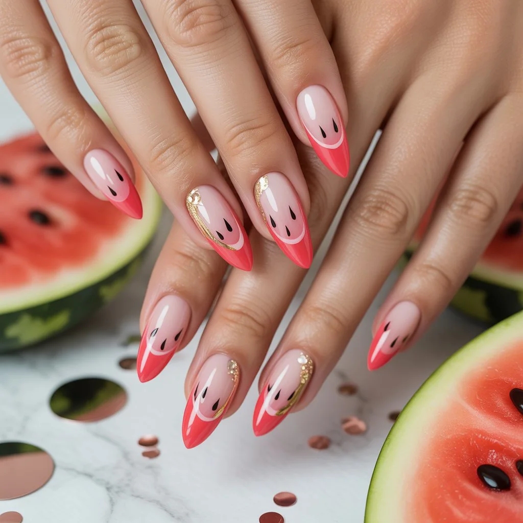 Watermelon Sugar Birthday Nails