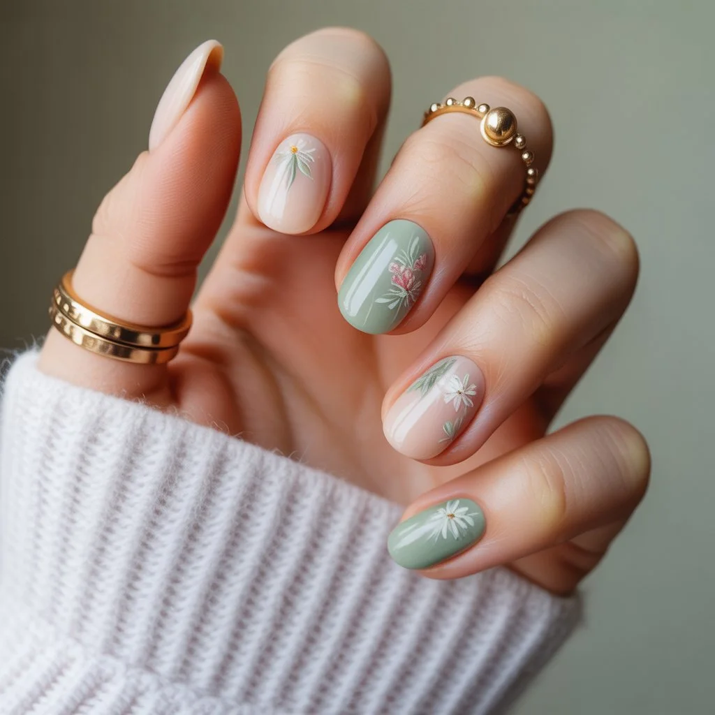 Whispery Floral Mist Nails
