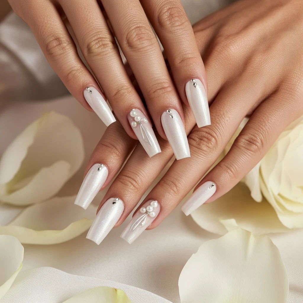 White Frost Acrylic Tips Nail