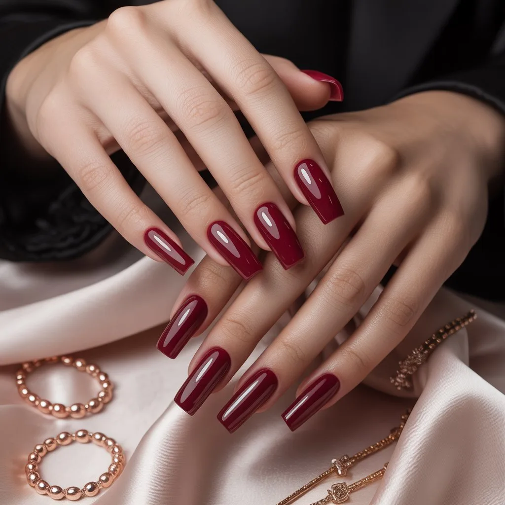 Wine Red Acrylic Nails