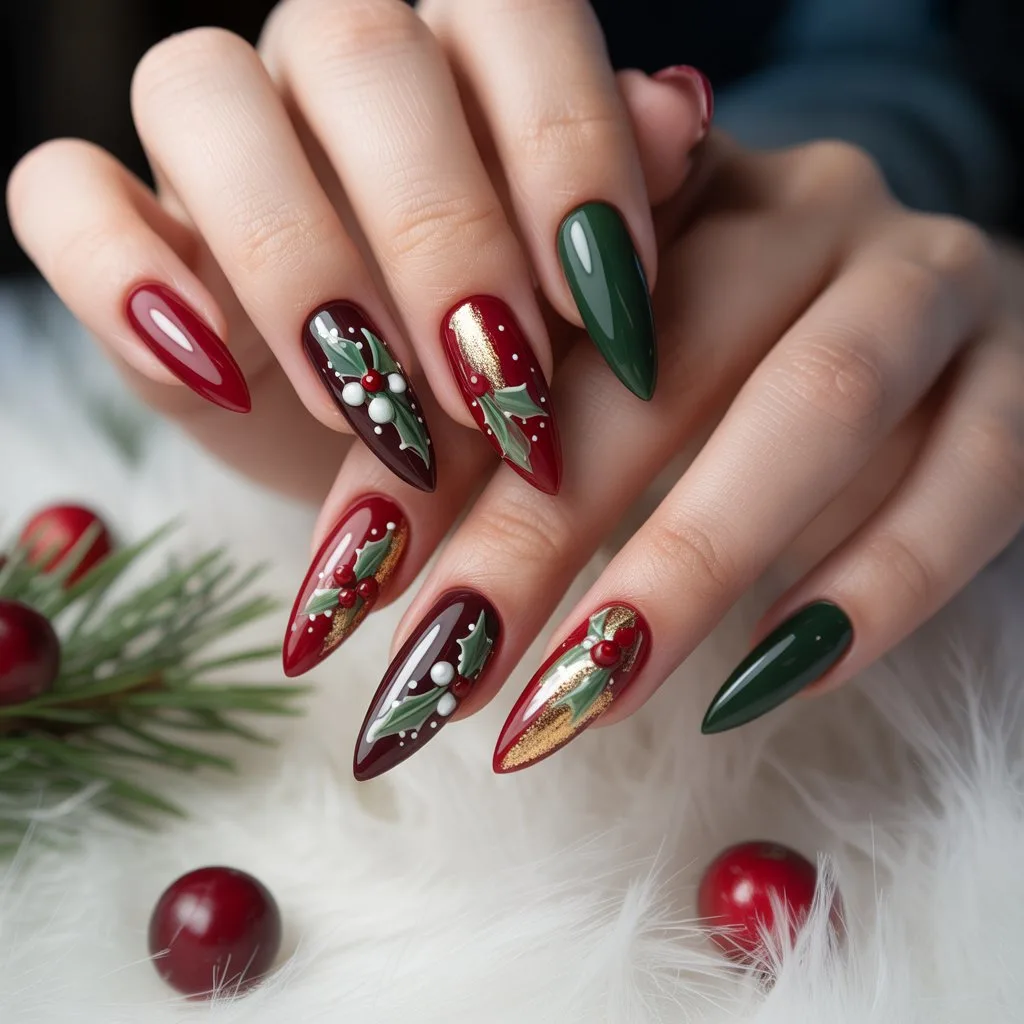 Winter Berry Cute Nails