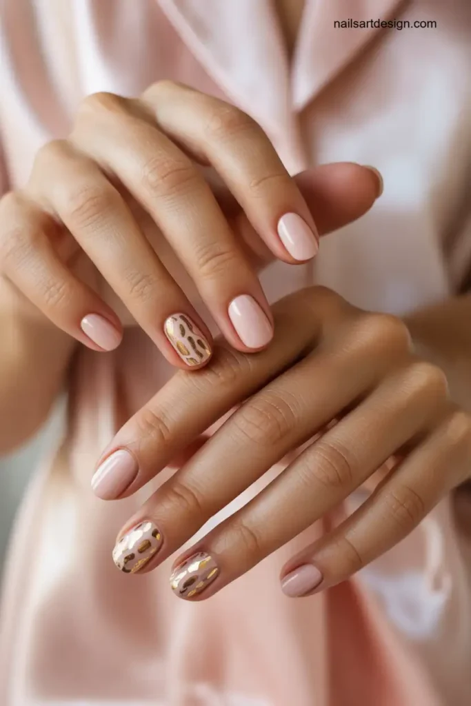Gold Foil Cheetah Nails