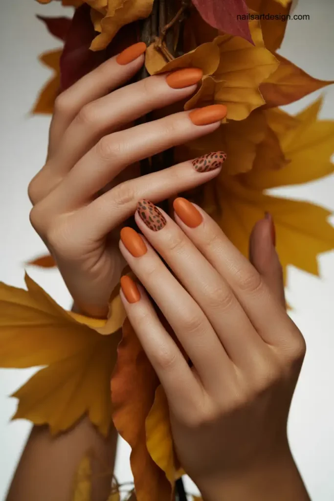 Matte Pumpkin Spice Nails
