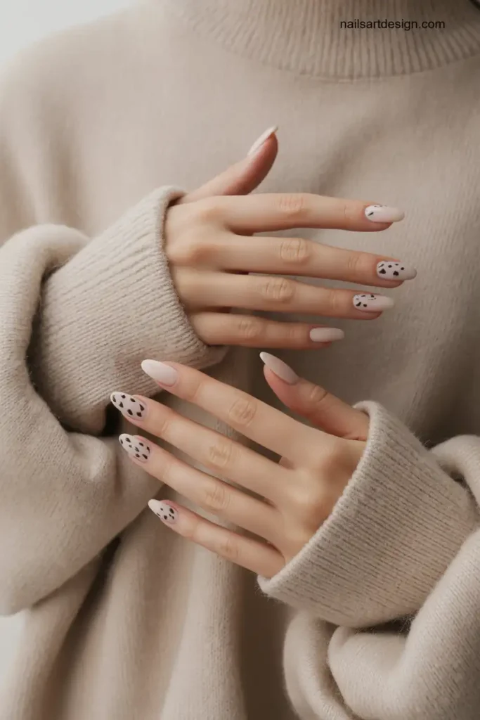 Nude & Black Minimal Cheetah Nails