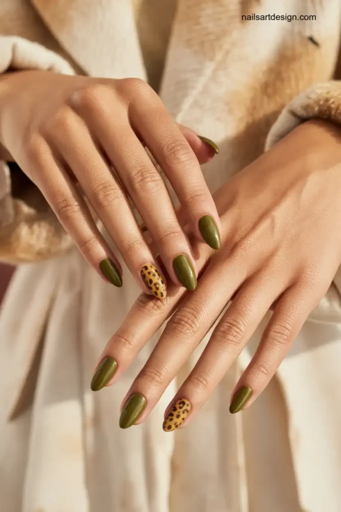 Olive Green Autumn Nails