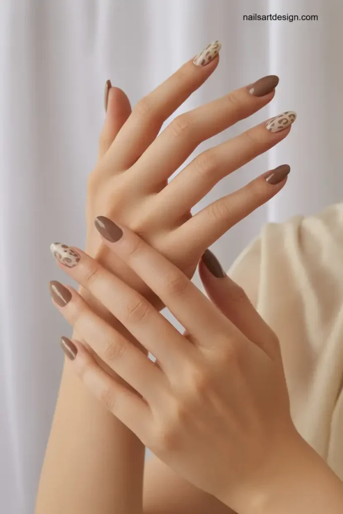 Taupe Minimal Leopard Nails