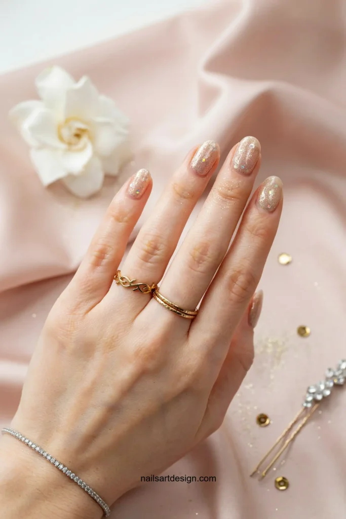 Champagne Glitter Nails
