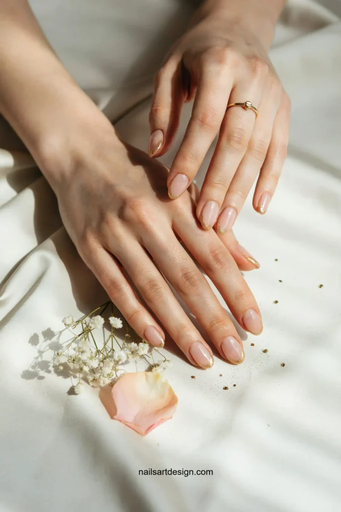 Gold Glitter French Tips
