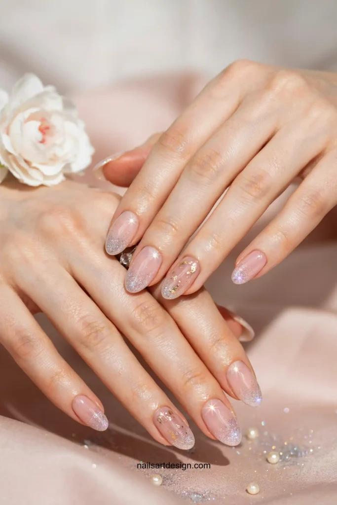 Pink Ombre Sparkle Nails