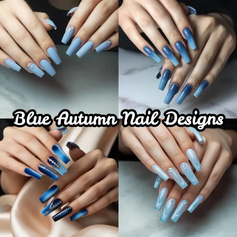 Blue Autumn Nails Design
