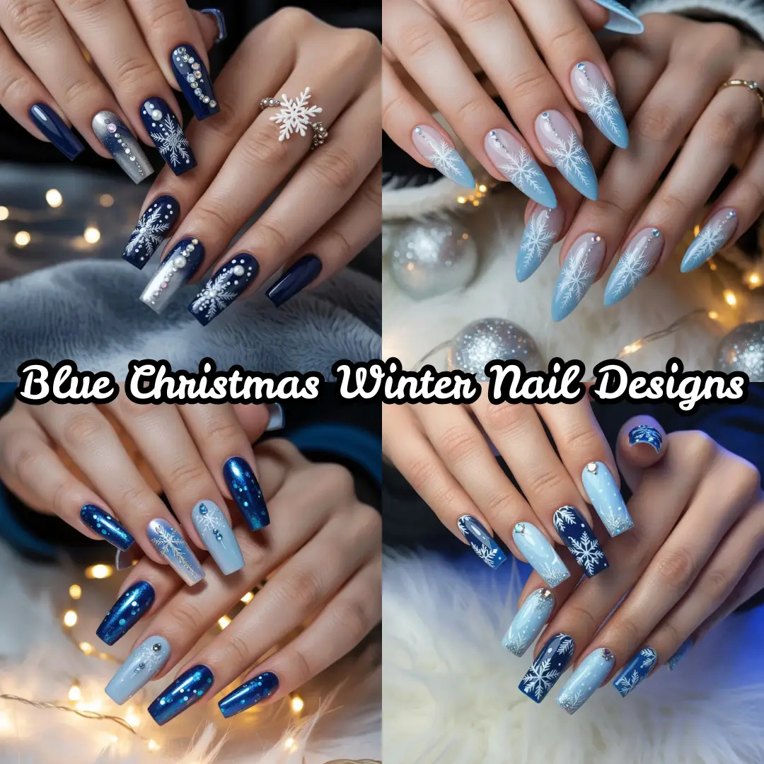 Blue Christmas Winter Nail Designs