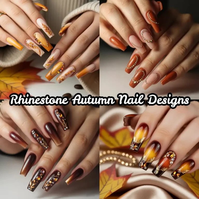 Rhinestone Autumn Nail Designs