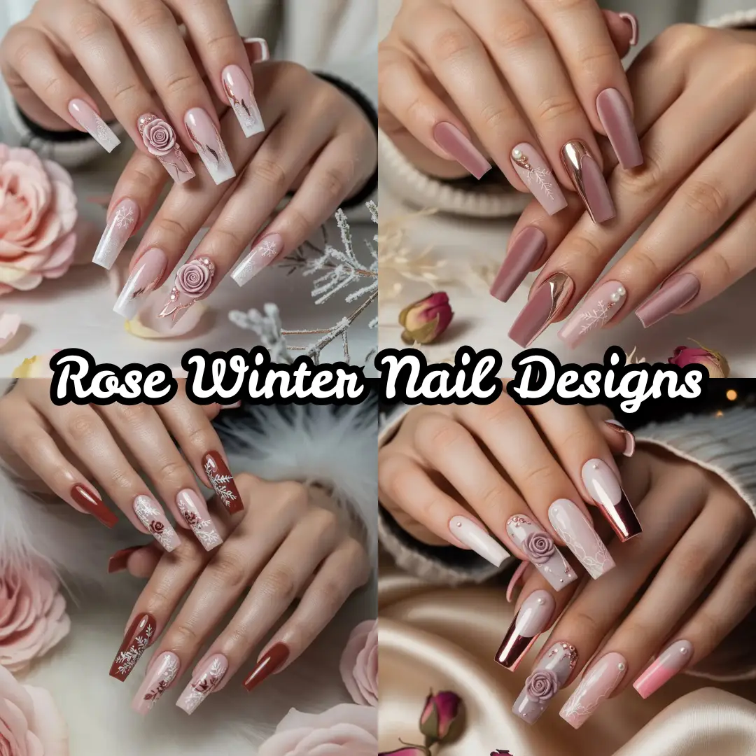 Rose Winter Nail Designs
