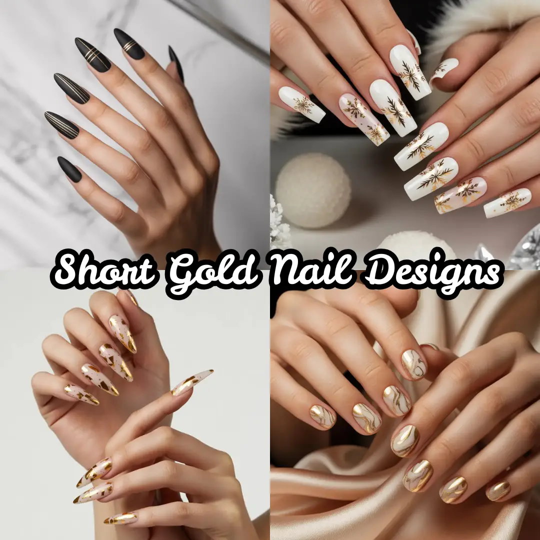 Short Gold Nail Designs