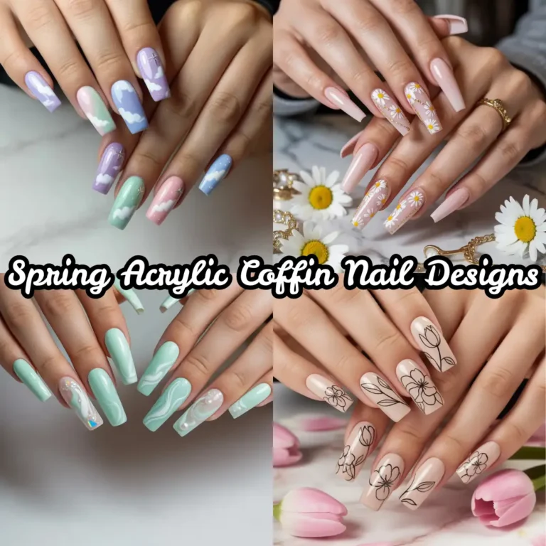 Spring Acrylic Coffin Nail