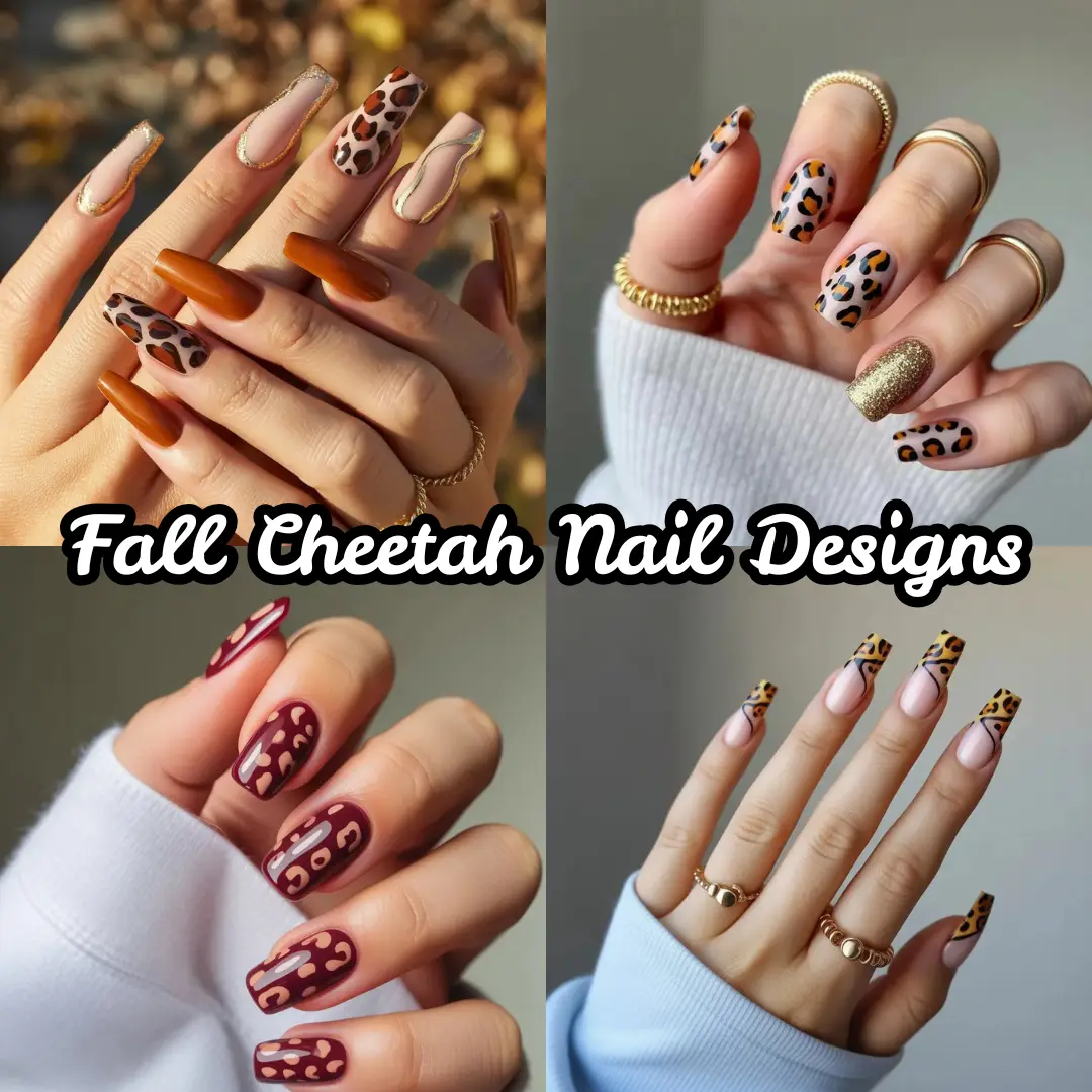 Fall Cheetah Nail Designs