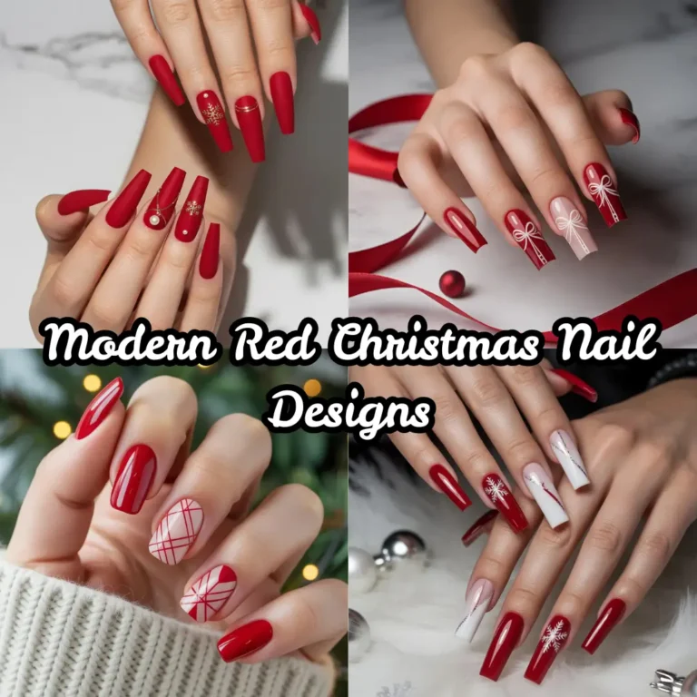 Modern Red Christmas Nail