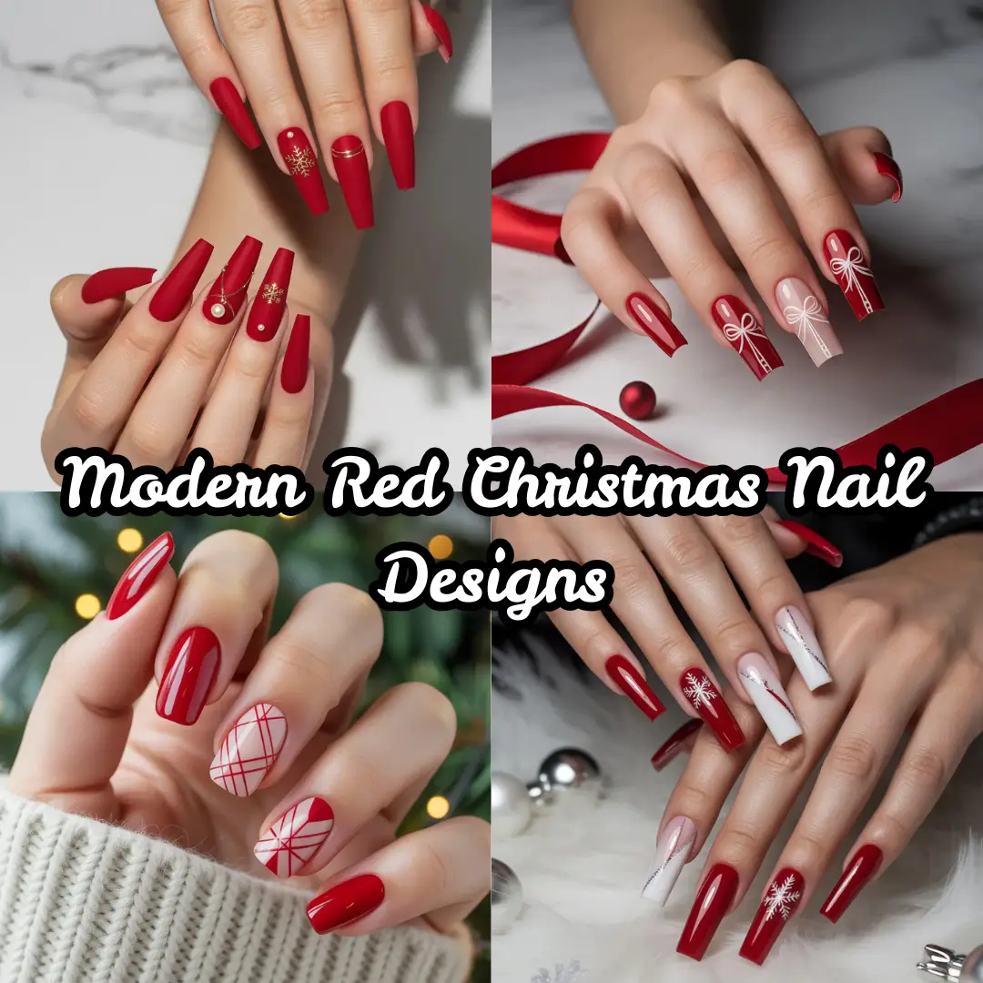 Modern Red Christmas Nail