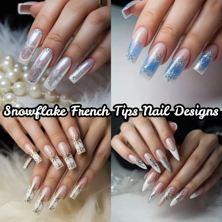 Snowflake French Tips Nail Designs