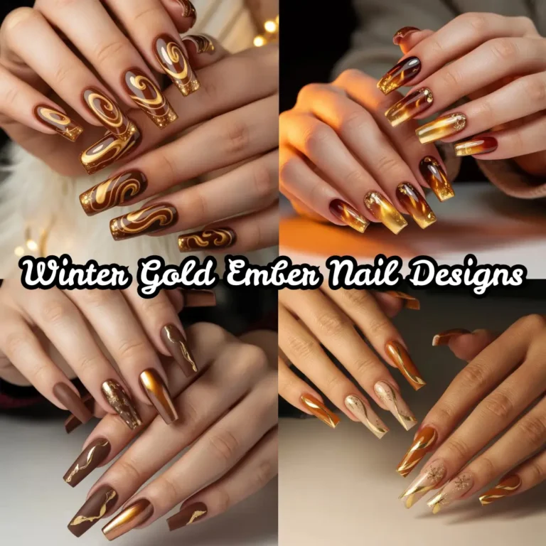Winter Gold Ember : A Warm Shimmer Nail Board